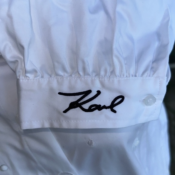 Karl Lagerfeld Paris | Women's Embellished White Shirt Dress - Picture 10 of 16